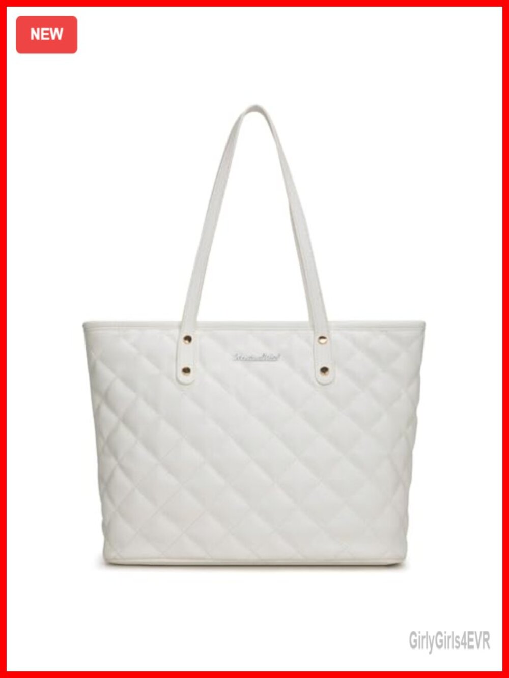 Quilted Vegan Leather Tote Bag Women Shoulder Handbag Top Zipper Large